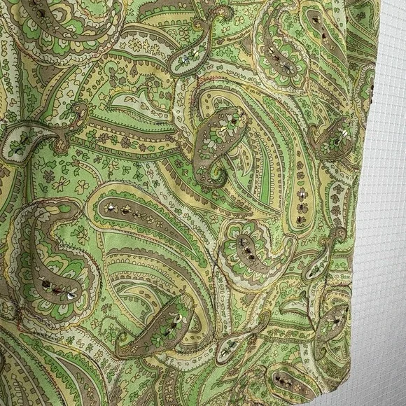 Y2K Worthington Green Paisley Silk Skirt Size 4 Fairycore Fairy‎ Etheral Earthy - Picture 3 of 11